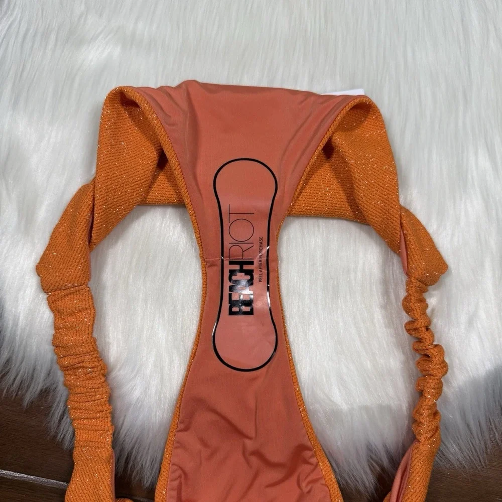 Beach Riot Size XL Orange Haze Phoebe Bikini Bottom & Effie Top 2 Piece Swim - Picture 10 of 11